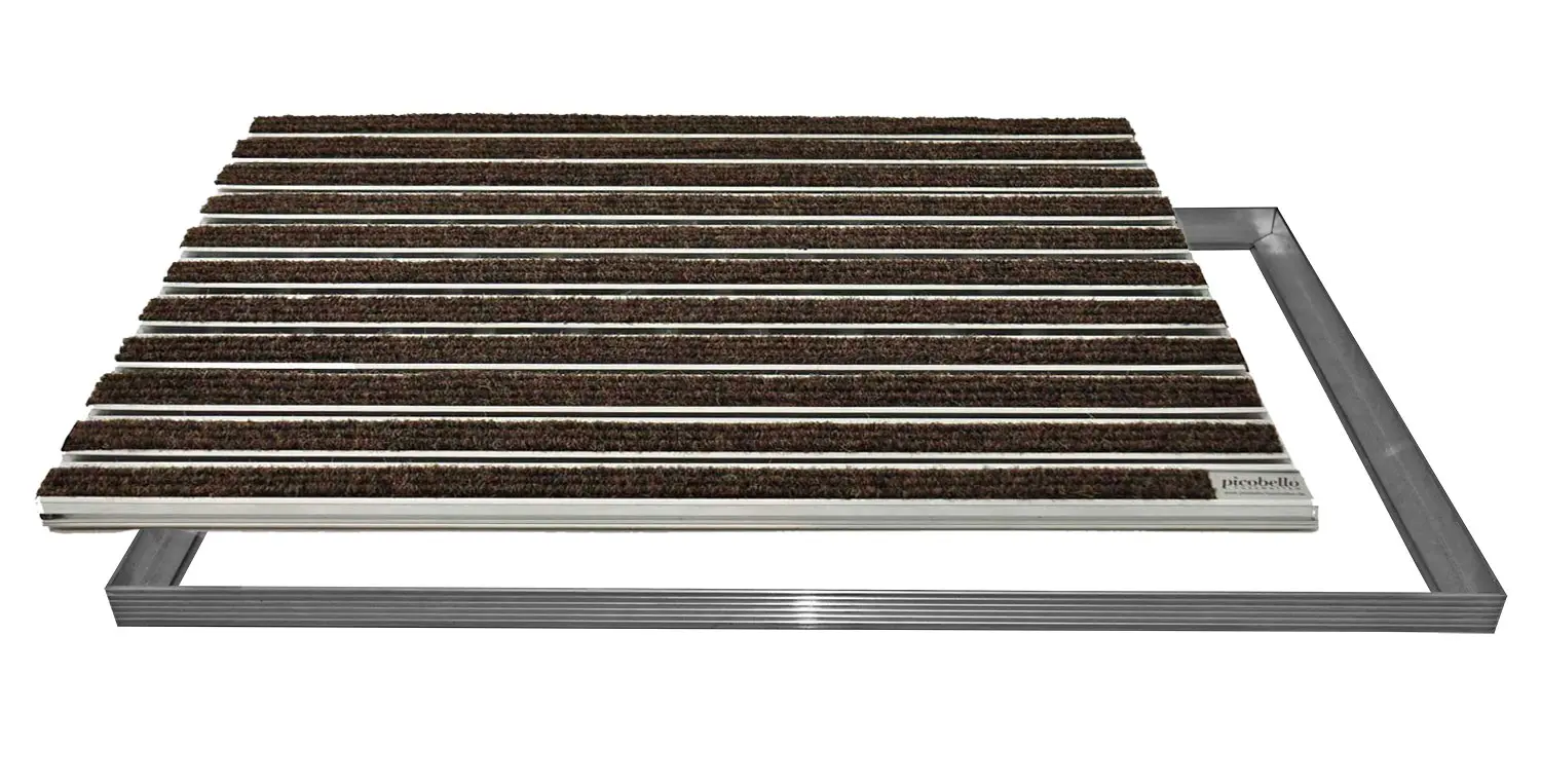 Aluprofilmatte Rips braun mit Rahmen Höhe 15 mm 100 cm x 50 cm