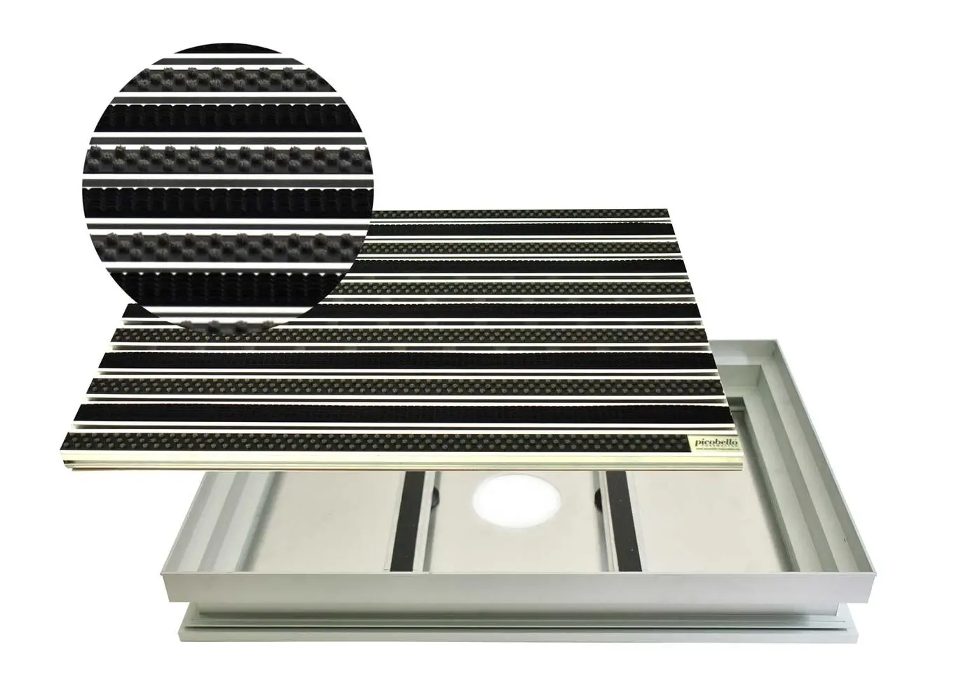 Schmutzfangwannen Set Bürsten grau Gummi