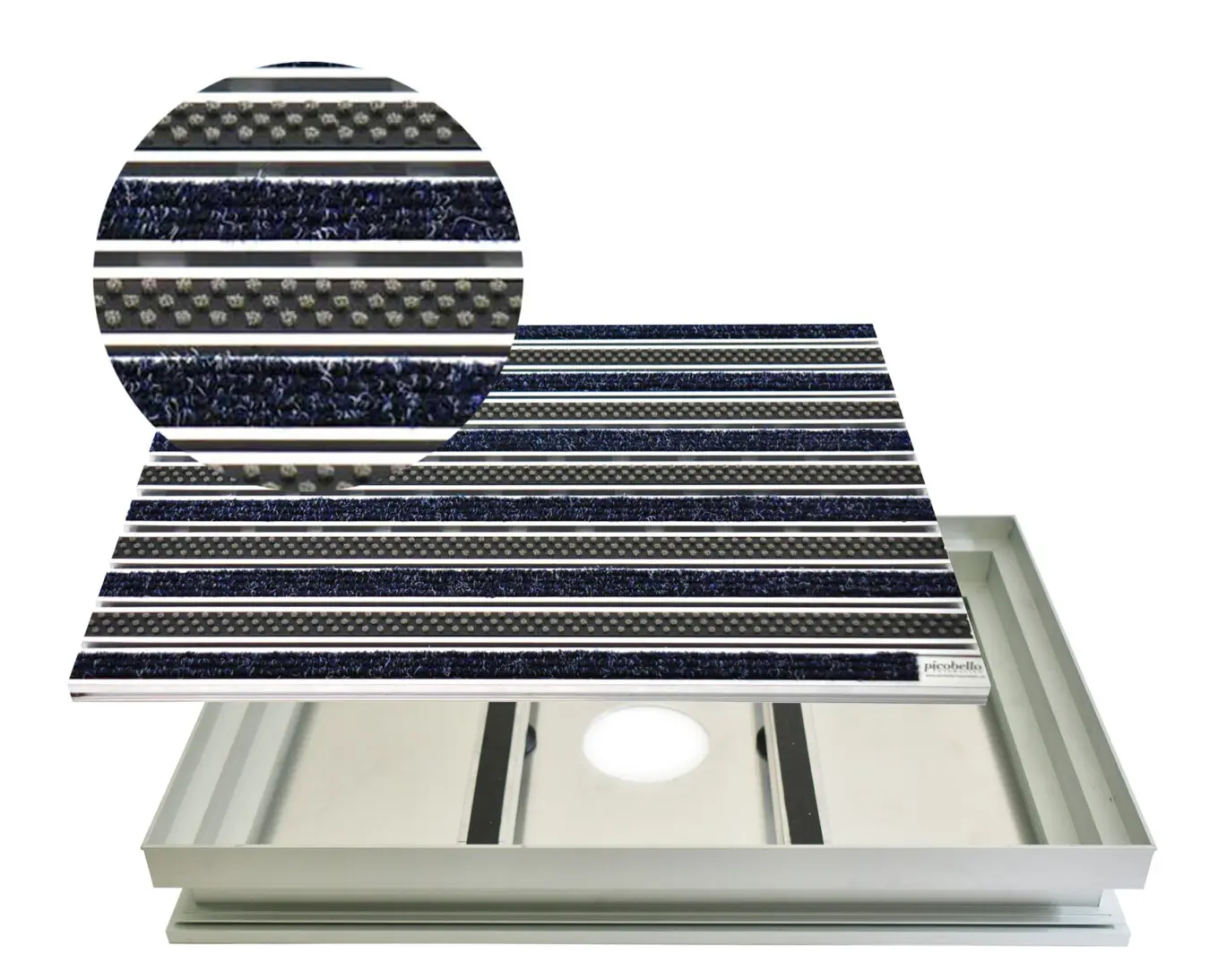 Schmutzfangwanne Alu mit Rips Fußmatte