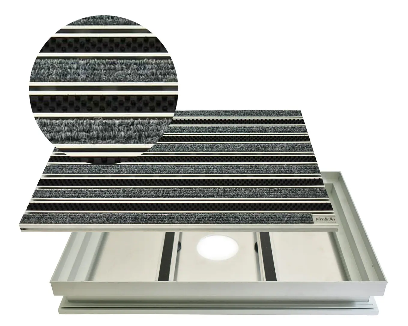 Schmutzfangwanne Alu mit Rips Fußmatte