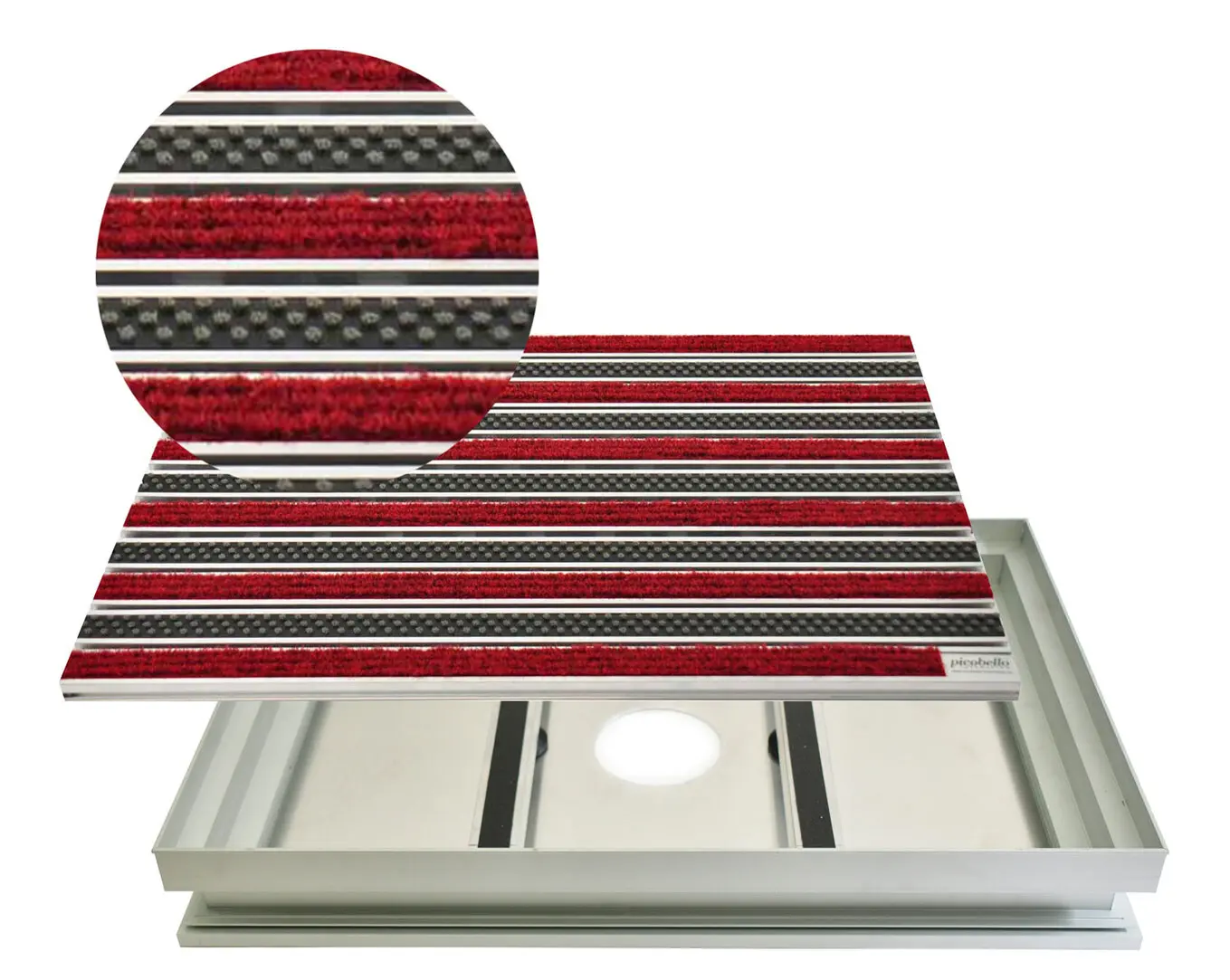 Schmutzfangwanne Alu mit Rips Fußmatte