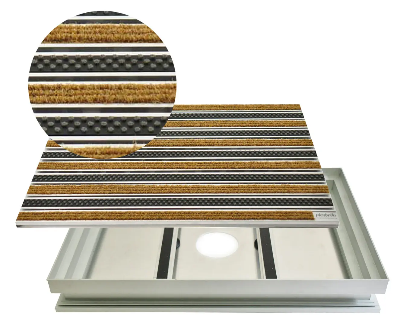 Schmutzfangwanne Alu mit Rips Fußmatte