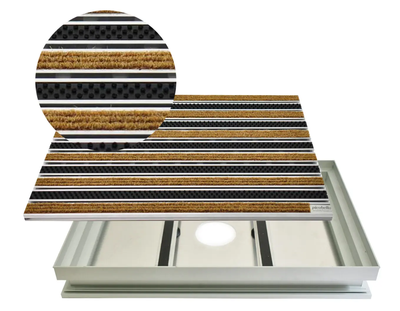 Schmutzfangwanne Alu mit Rips Fußmatte